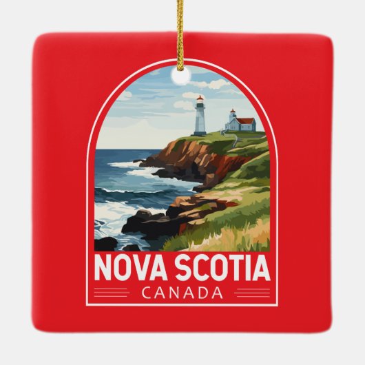 ノバスコシアカナダトラベルアートヴィンテージ セラミックオーナメント (裏面)
