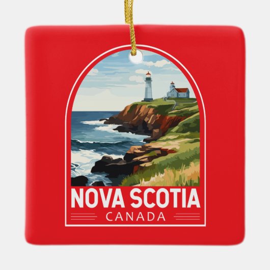 ノバスコシアカナダトラベルアートヴィンテージ セラミックオーナメント (正面)