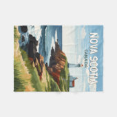 ノバスコシアカナダトラベルアートヴィンテージ フリースブランケット (正面(横))