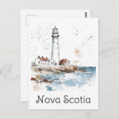 ノバスコシアカナダライトハウスウォーターカラートラベル ポストカード (正面/裏面)
