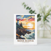 ノバスコシアカナダライトハウストラベルアートヴィンテージ ポストカード (スタンド正面)