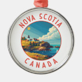 ノバスコシアカナダレトロ動揺してサークル メタルオーナメント (正面)