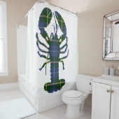 ノバスコシアタータンチェックブルーシャワーカーテンロブスター シャワーカーテン (インサイチュ)