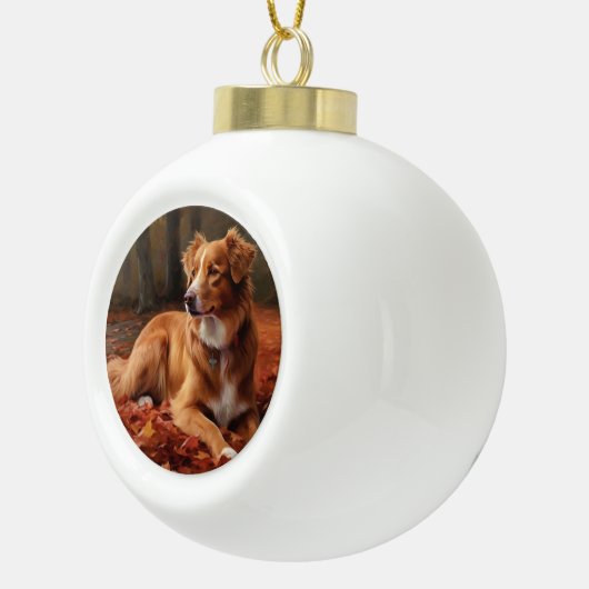 ノバスコシアダックテリアイン紅葉秋 セラミックボールオーナメント (右)