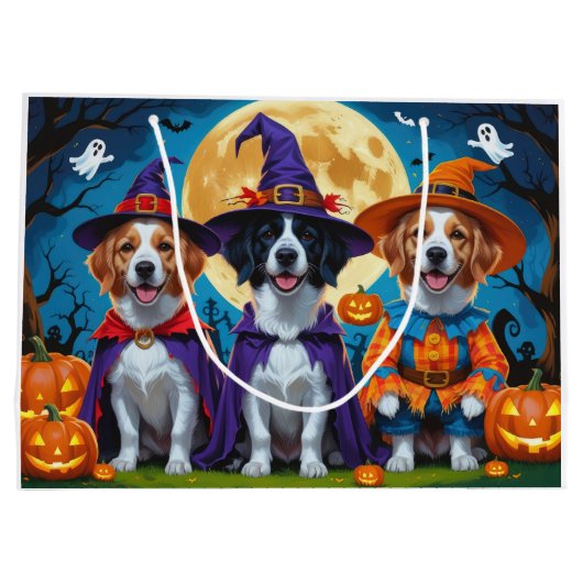 ノバスコシアダックトレラーパンプキンハロウィンおもしろい ラージペーパーバッグ (裏面)