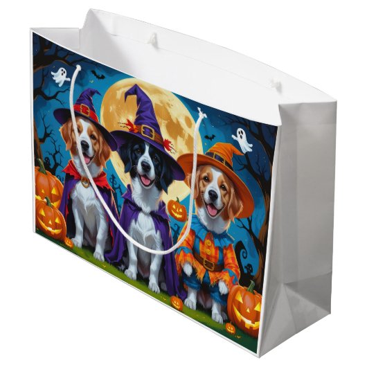 ノバスコシアダックトレラーパンプキンハロウィンおもしろい ラージペーパーバッグ (裏面アングル)