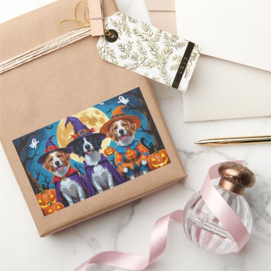 ノバスコシアダックトレラーパンプキンハロウィンおもしろい 長方形シール (ギフト)