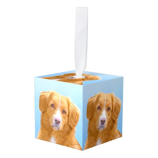ノバスコシアダックトレリンレトリエバードッグ絵画ズ キューブオーナメント (正面アングル)