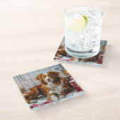 ノバスコシアダックトーラードッグクリスマスフェスティバル ガラスコースター (アングル)