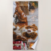 ノバスコシアダックトーラードッグクリスマスフェスティバル ビーチタオル (正面)