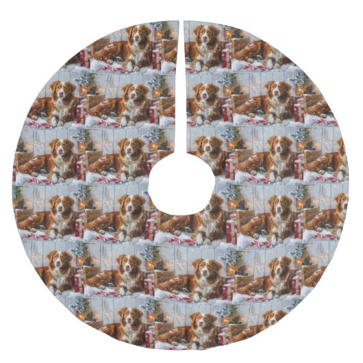 ノバスコシアダックトーラードッグクリスマスフェスティバル ブラッシュドポリエステルツリースカート (正面)