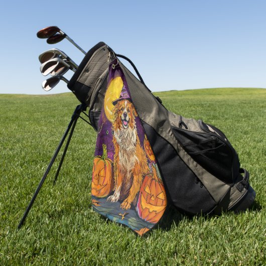 ノバスコシアダックトーラーハロウィンウィッチカボチャ ゴルフタオル (グリーン)