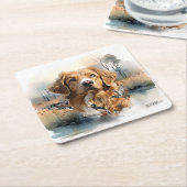 ノバスコシアダックトーリングレトリバー，アート スクエアペーパーコースター (アングル)