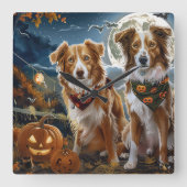 ノバスコシアハロウィン不気味 スクエア壁時計 (正面)