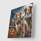 ノバスコシアハロウィン不気味 スクエア壁時計 (傾斜)