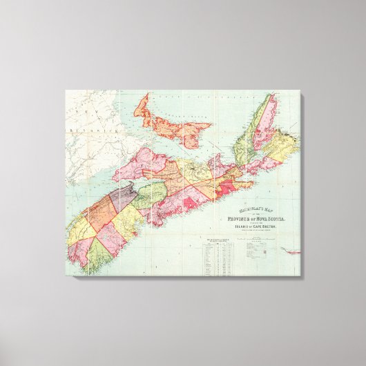 ノバスコシア州のマッキンレーの地図 キャンバスプリント (正面)