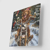 ノバスコシア州の犬に乗ったバイクのクリスマス スクエア壁時計 (傾斜)