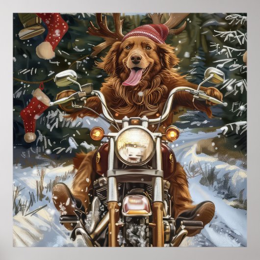 ノバスコシア州の犬のバイク クリスマス ポスター (正面)