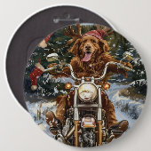 ノバスコシア州の犬のバイク クリスマス 缶バッジ (正面&裏面)