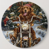 ノバスコシア州の犬のバイク クリスマス 缶バッジ (正面)