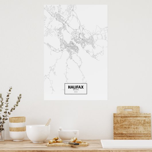 ノバスコシア州ハリファックス(白い黒) ポスター (キッチン)