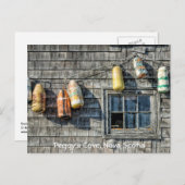 ノバスコシア州ペギーの入り江、壁にブイ。 ポストカード (正面/裏面)