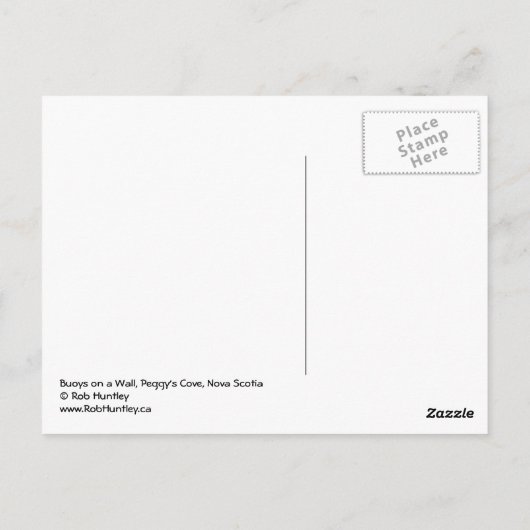 ノバスコシア州ペギーの入り江、壁にブイ。 ポストカード (裏面)