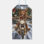 ノバスコシア犬オートバイクリスマスに乗る ギフトタグ (正面)