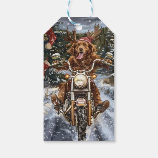 ノバスコシア犬オートバイクリスマスに乗る ギフトタグ (裏面)