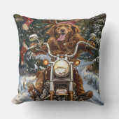 ノバスコシア犬オートバイクリスマスに乗る クッション (正面)