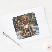 ノバスコシア犬オートバイクリスマスに乗る スクエアシール (封筒)