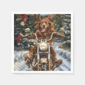 ノバスコシア犬オートバイクリスマスに乗る スタンダードカクテルナプキン (正面)