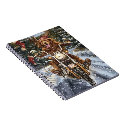 ノバスコシア犬オートバイクリスマスに乗る ノートブック (右側)