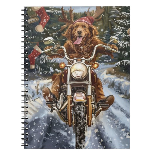 ノバスコシア犬オートバイクリスマスに乗る ノートブック (正面)