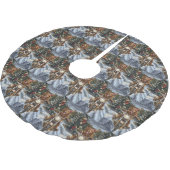 ノバスコシア犬オートバイクリスマスに乗る ブラッシュドポリエステルツリースカート (アングル)