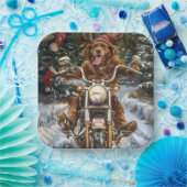 ノバスコシア犬オートバイクリスマスに乗る ペーパープレート (パーティー)