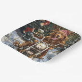 ノバスコシア犬オートバイクリスマスに乗る ペーパープレート (傾斜あり)