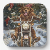 ノバスコシア犬オートバイクリスマスに乗る ペーパープレート (正面)