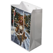 ノバスコシア犬オートバイクリスマスに乗る ミディアムペーパーバッグ (裏面アングル)