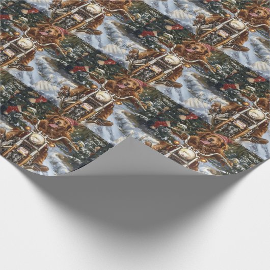 ノバスコシア犬オートバイクリスマスに乗る ラッピングペーパー (角)