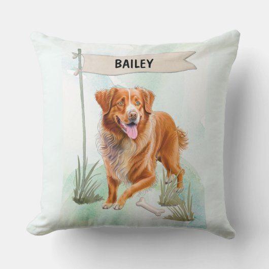 ノバスコシア・ダック・トリング・レトリーバー 水彩画の犬 クッション (正面)