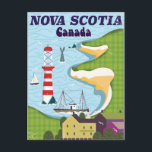 ノバスコシアCanada Vintage Travel poster ポストカード<br><div class="desc">Nova Scotia Canada Vintage Travelポスター – Nova Scotiaバケーションポスター。</div>