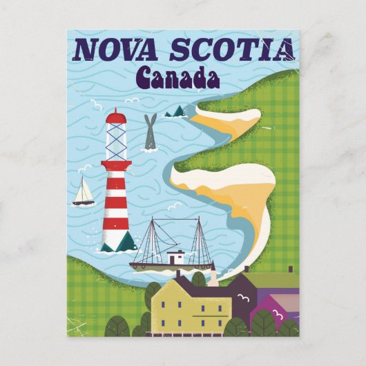 ノバスコシアCanada Vintage Travel poster ポストカード (正面)