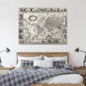ノバトティウス・テラルム1606アンティーク世界地図 キャンバスプリント (インサイチュ (寝室))
