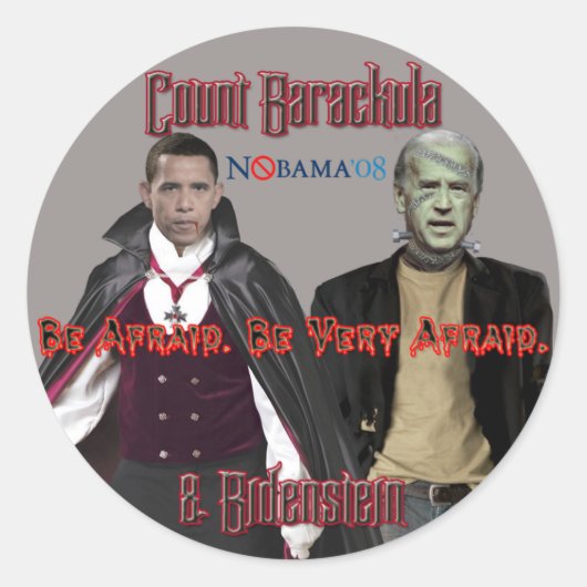 ノバマ・ハロウィーン – Barackula & Bidensteinスタンプ ラウンドシール (正面)