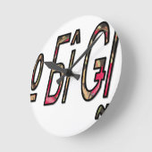 ノビギジ文字アートプリント ラウンド壁時計 (傾斜)