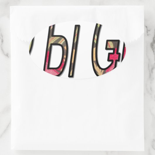 ノビギジ文字アートプリント 楕円形シール (バッグ)