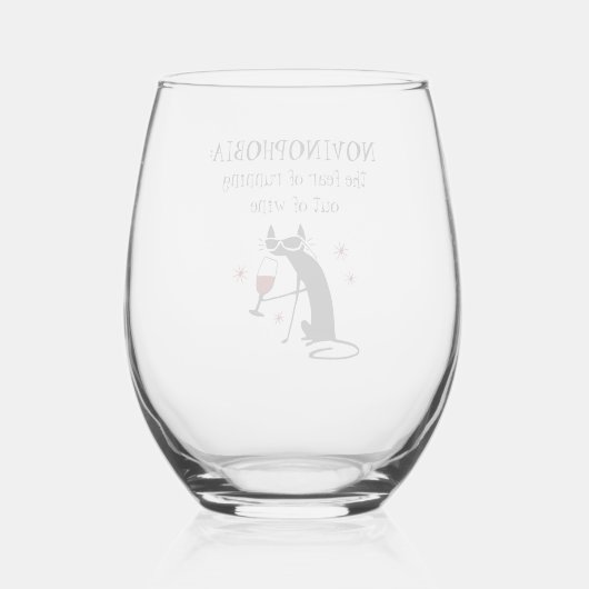 ノビフォビアランニング引用文のワインの出 ステムなしワイングラス (裏面)