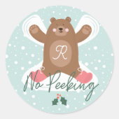 ノピーキングかわいいウッドランドベアースノーエンジェル ラウンドシール (正面)