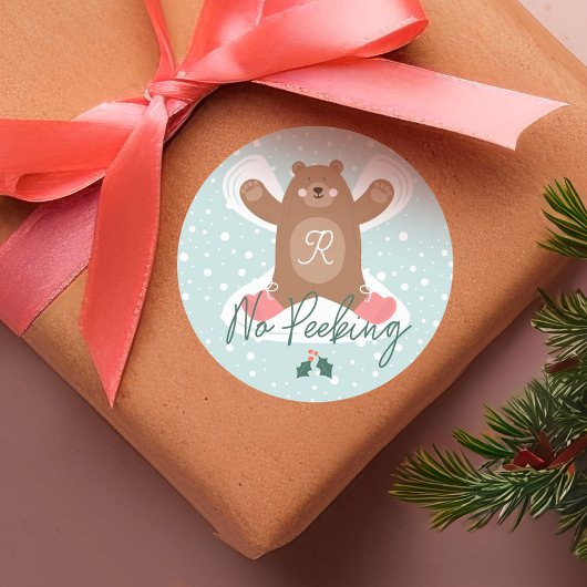ノピーキングかわいいウッドランドベアースノーエンジェル ラウンドシール